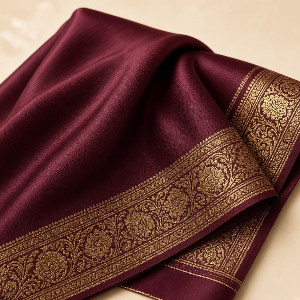 Maroon and gold Viraab silk detail